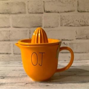 NEW Rae Dunn Ceramic OJ Orange Juicer Pitcher with Handle